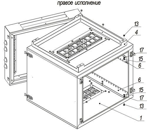 Шкаф настенный 19” двухсекционный 18U 600х660, металл, IP55 | ReDGeN